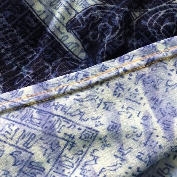 New vintage Gaultier Egyptian scarab mesh semi-sheer Y2K 90's microprint blouse - Picture 16 of 16